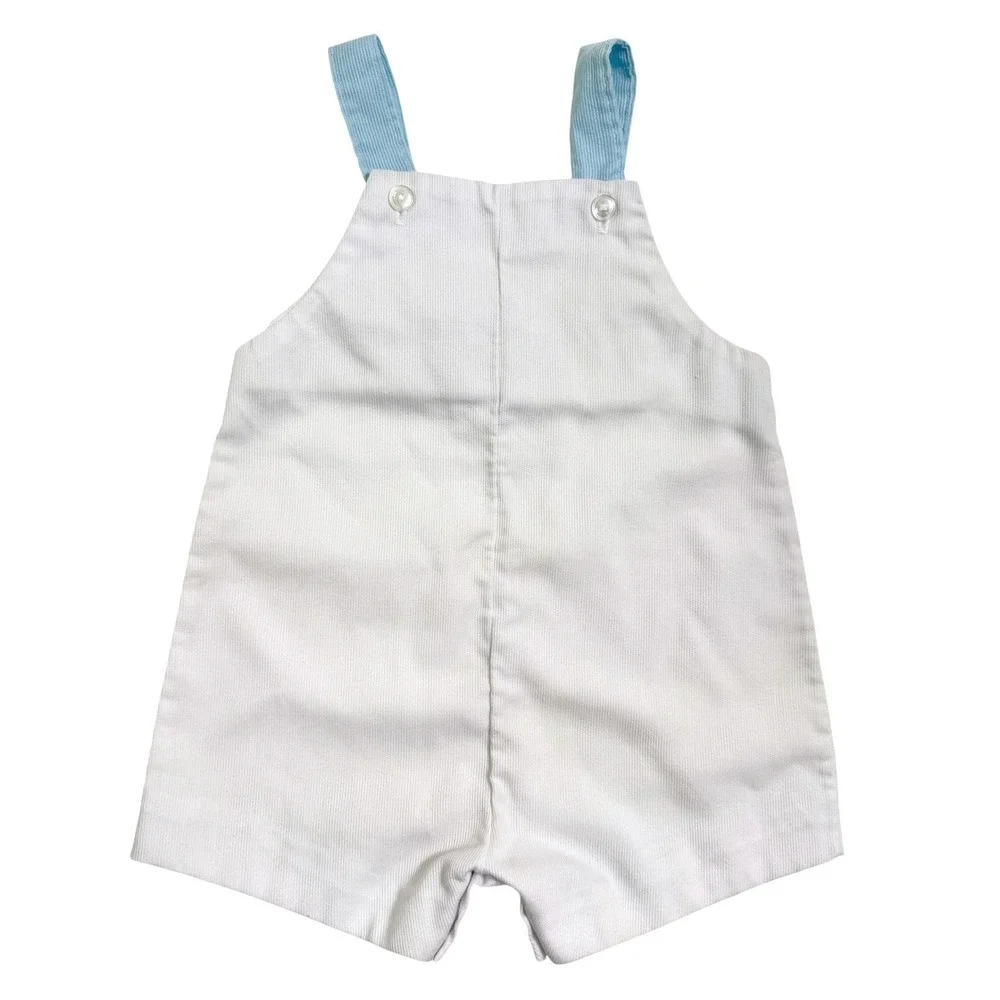 Vintage 80's Baby Togs Sunsuit 12 Months White Blue Sailboat Nautical Romper